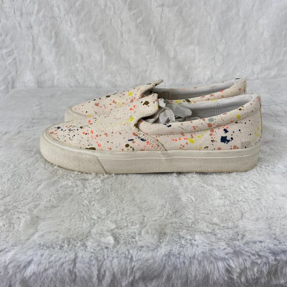 Madewell Sidewalk Slip-On Sneakers Womens 9M Paint Spattered Recycled Canvas - Picture 3 of 12